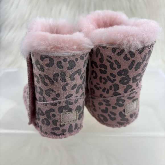UGG Blush Cheetah Pink print Infant Booties Size 0/1 - Picture 3 of 7